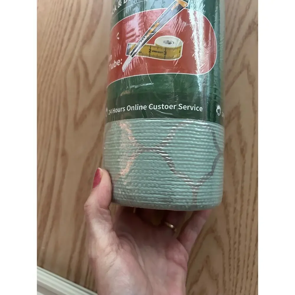 New Lt Green Geometric Shelf Drawer Liner Roll Non-Slip Waterproof Non Adhesive